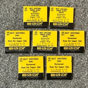 7 Vintage Matchbook Best Western Green Acres Kona Kai Supper Club WV Parkersburg